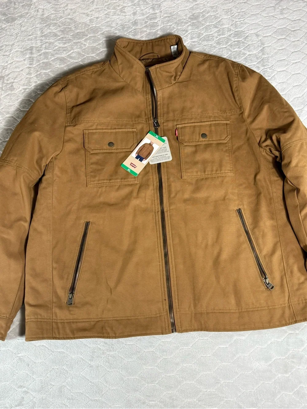 Levi’s Duck Canvas Quilted Work Jacket Men’s XL Brown Full Zip Insulated NWT